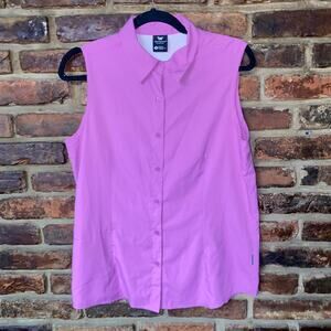 White Sierra Violet Purple Gobi Desert Sleeveless Button Up Shirt Size Medium